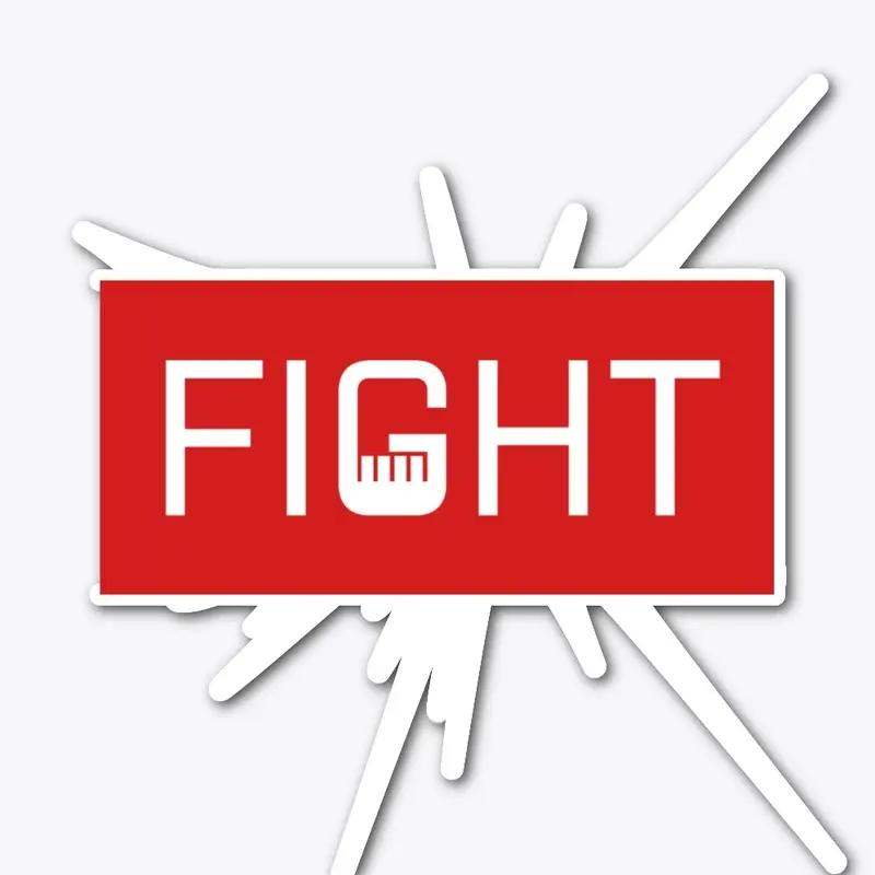 Fight Fisted White on Red 